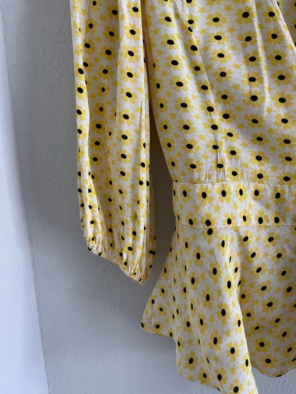 Ganni Yellow Floral Wrap Peplum Blouse - Picture 5 of 14